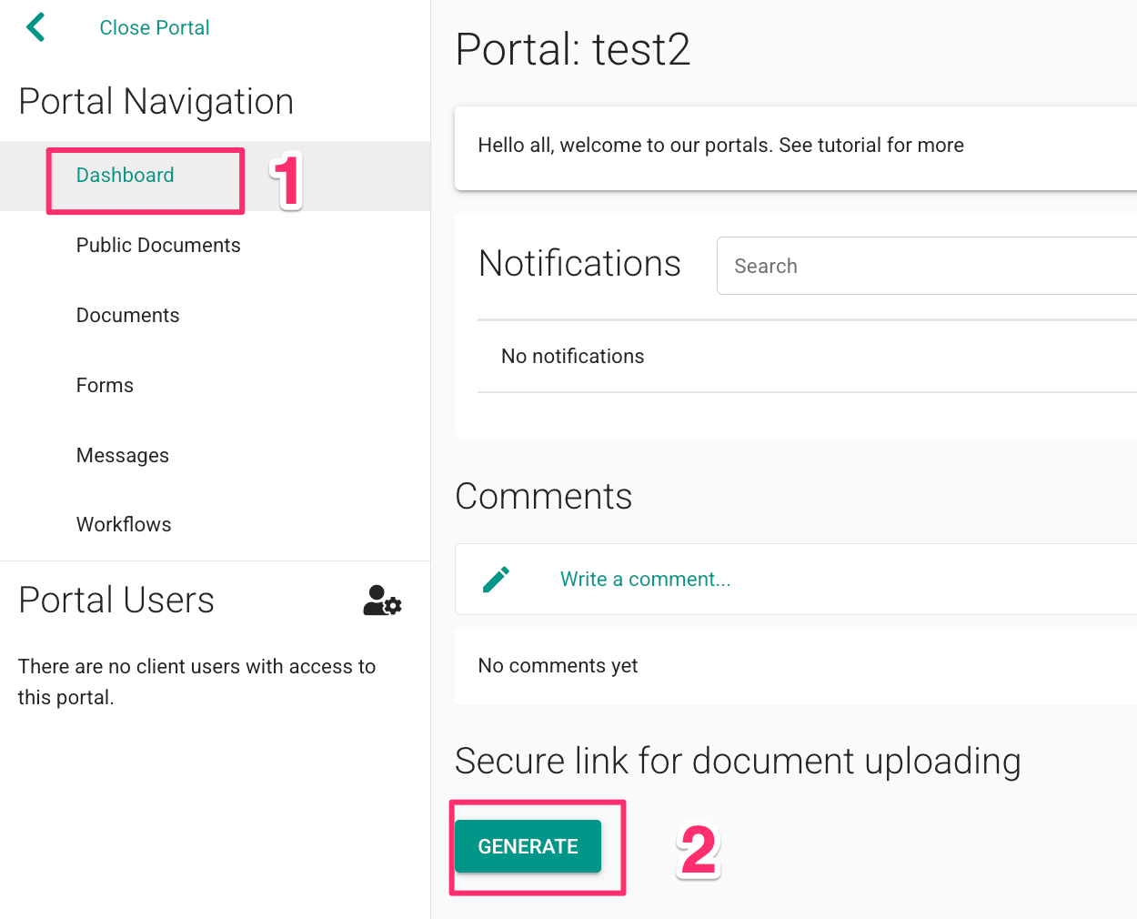 Erstellen Sie einen sicheren Dokumenten-Upload-Link im MyDocSafe-Portal