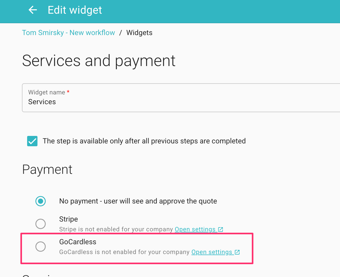 Integración de MyDocSafe y GoCardless para pagos