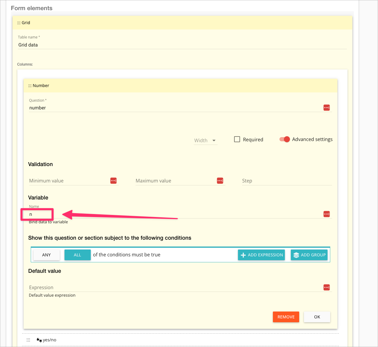 Widget de cuadrícula MyDocSafe: agrega una variable a la columna