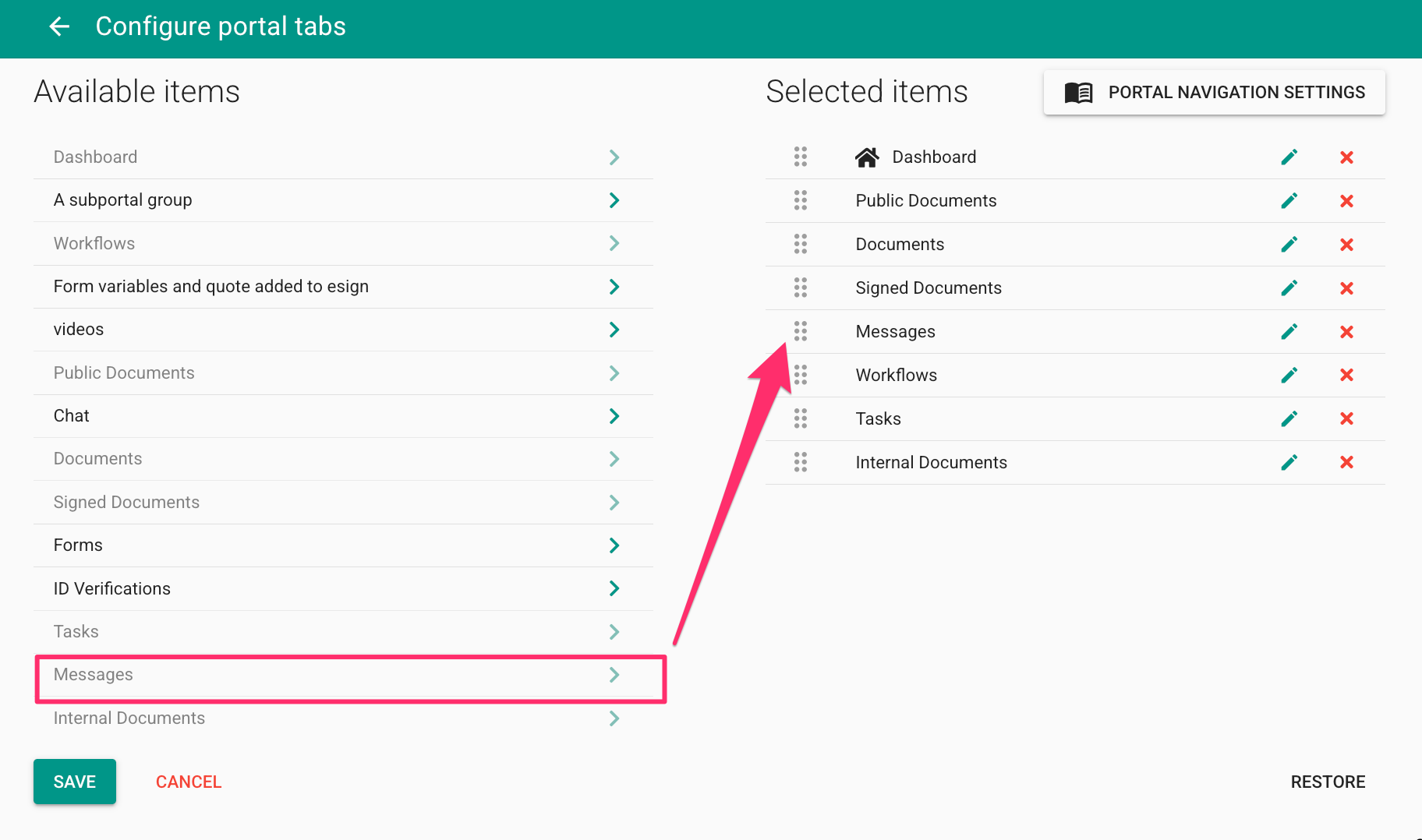 Activez l'onglet Messages dans les portails clients - mydocsafe