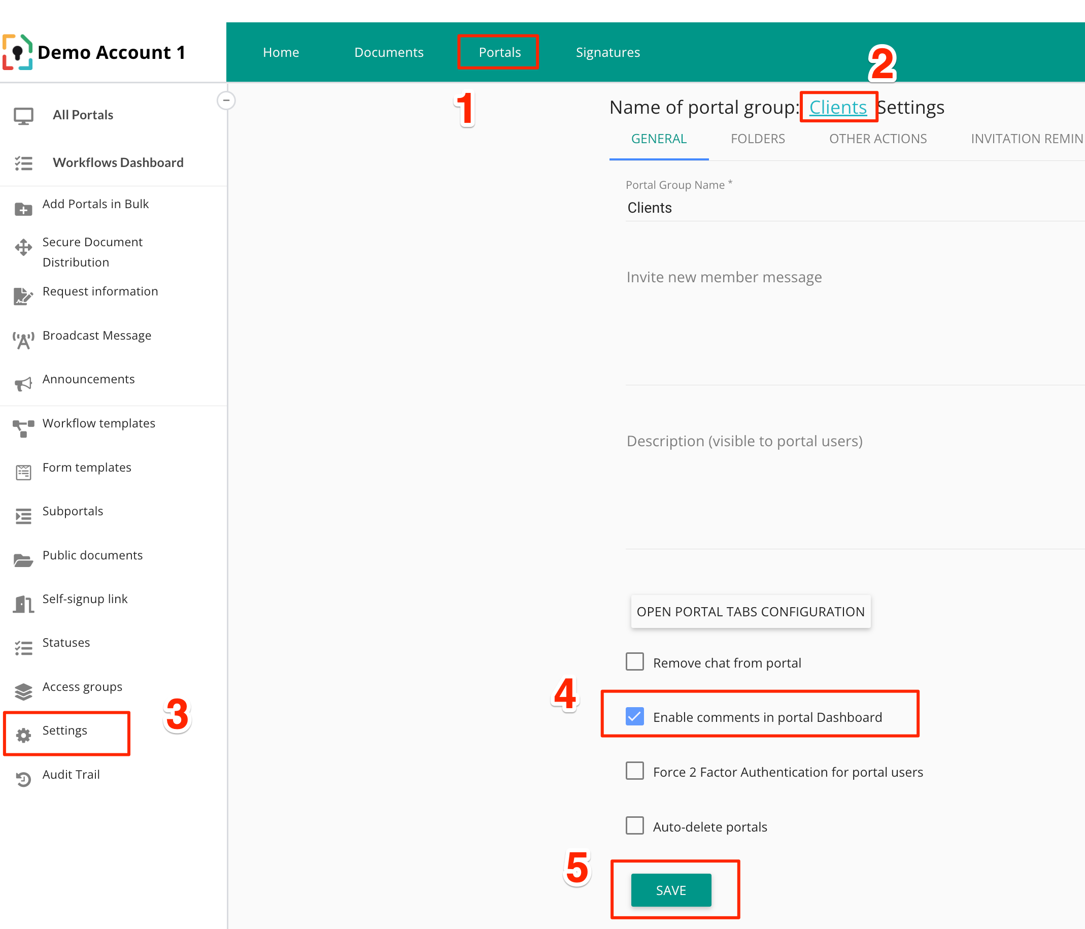 MyDocSafe Kundenportale – Kommentare aktivieren oder deaktivieren